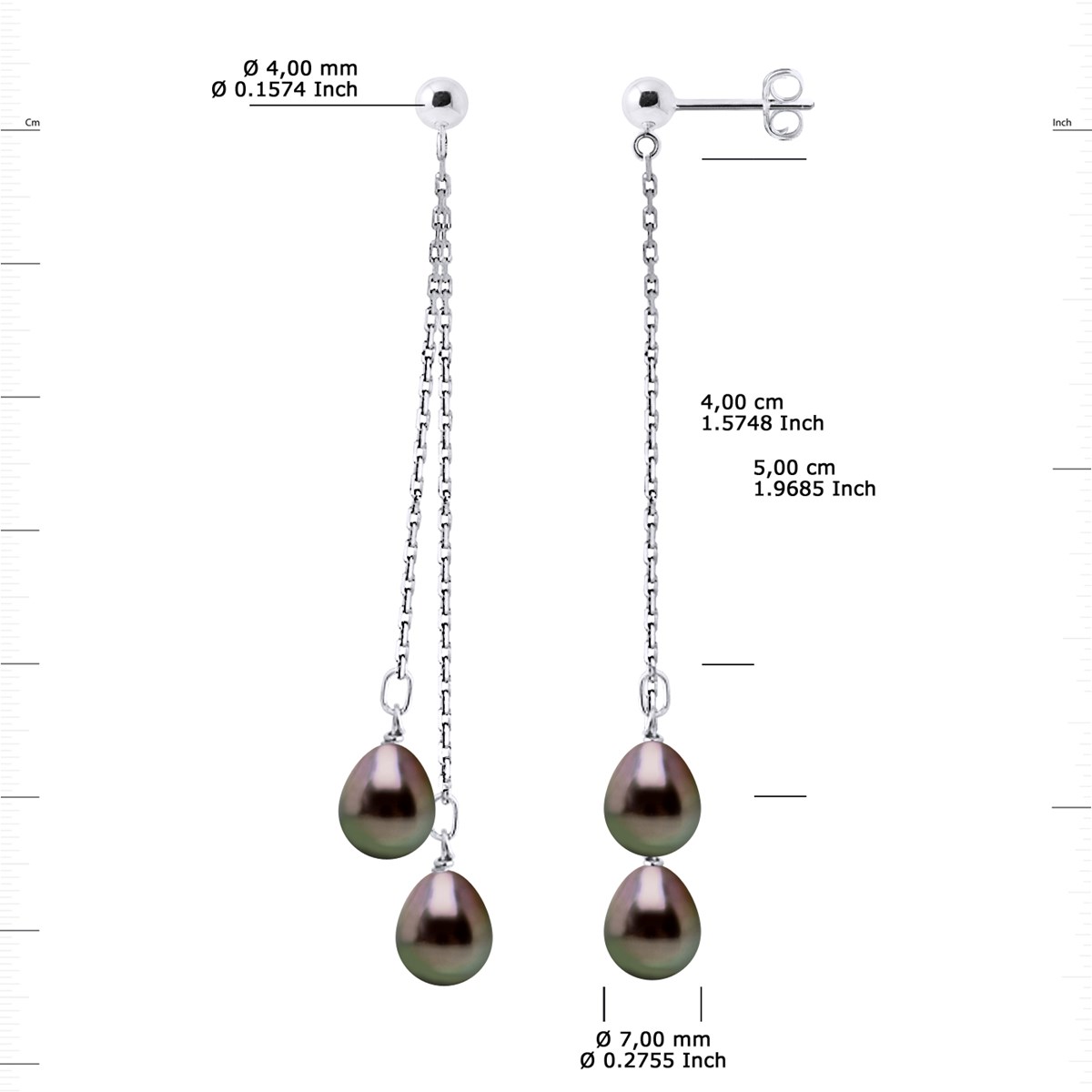 STELLA - Boucles d'Oreilles Perles de Tahiti 7-8 mm Or Blanc