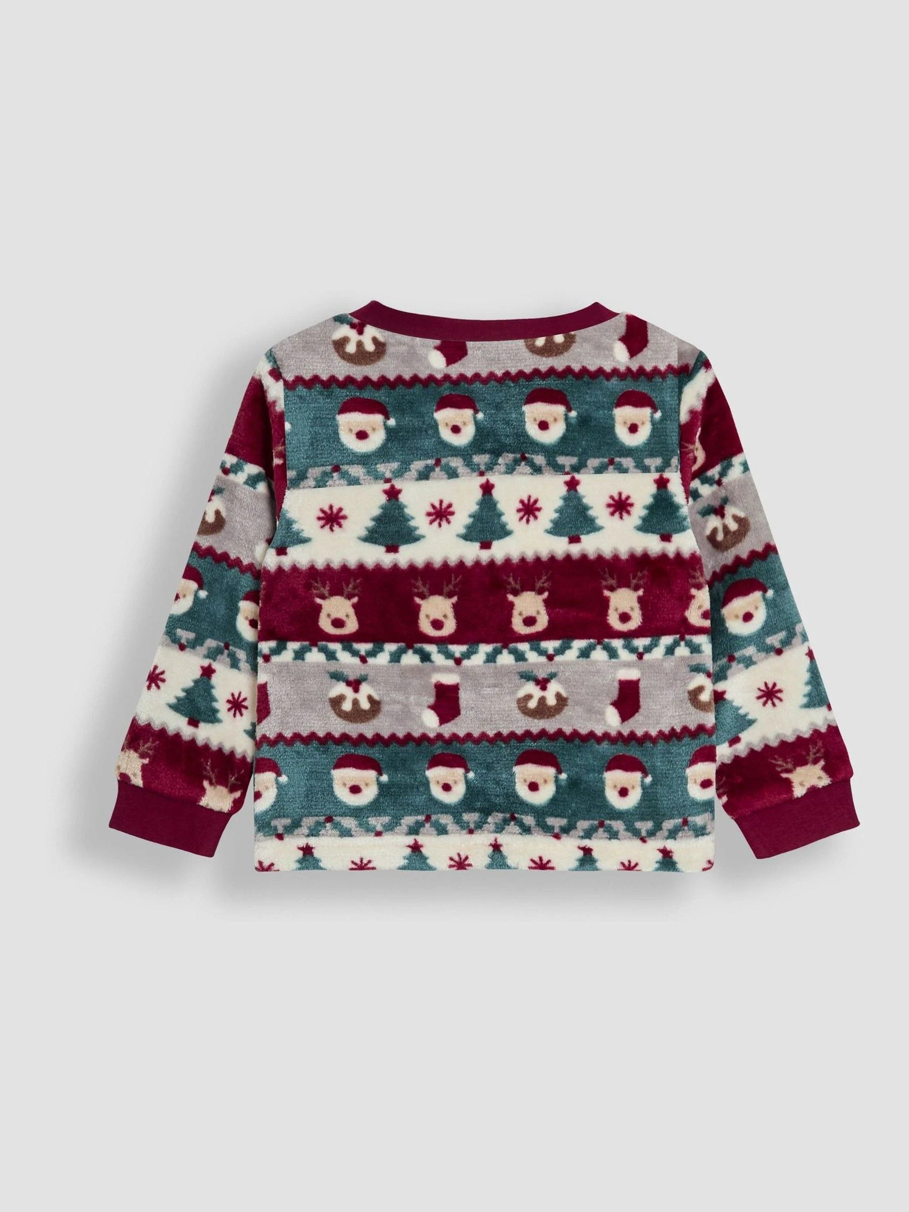 JoJo Maman Bébé Christmas Fairisle Print Fleece Pyjamas