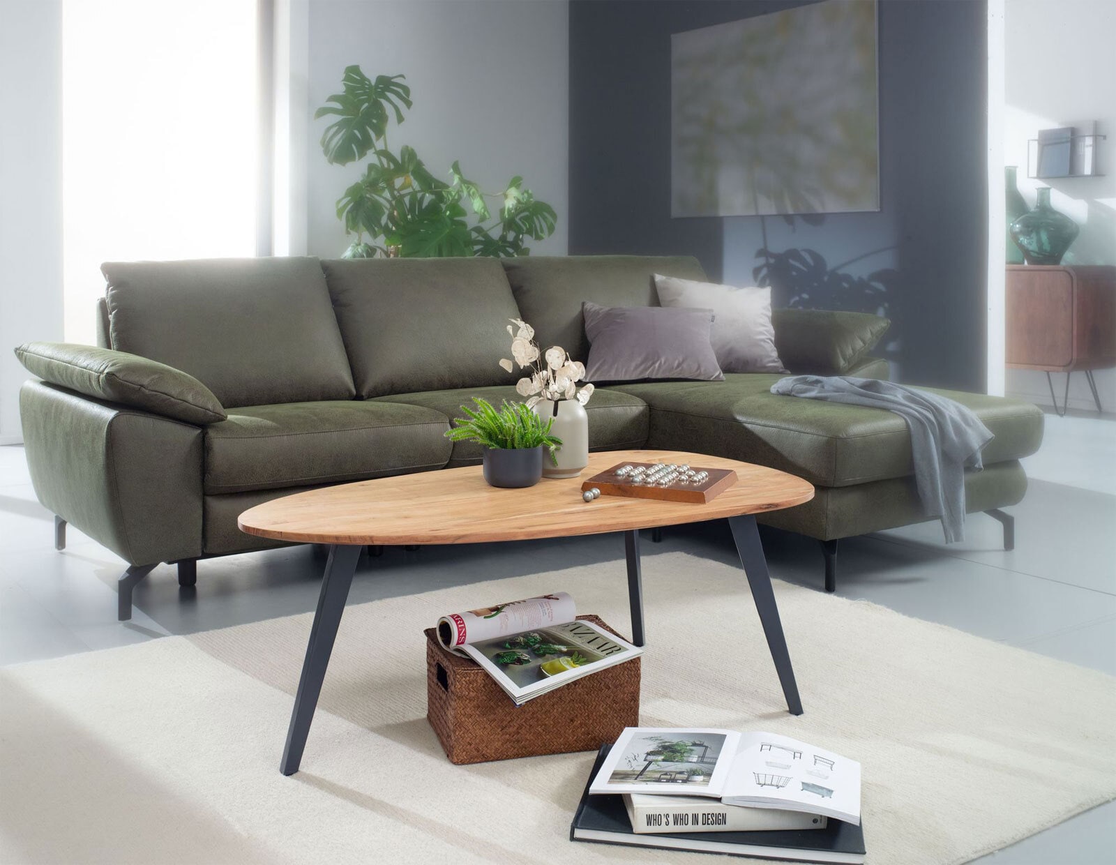 Couchtisch 110 x 60 cm Akazie massiv/Anthrazit
