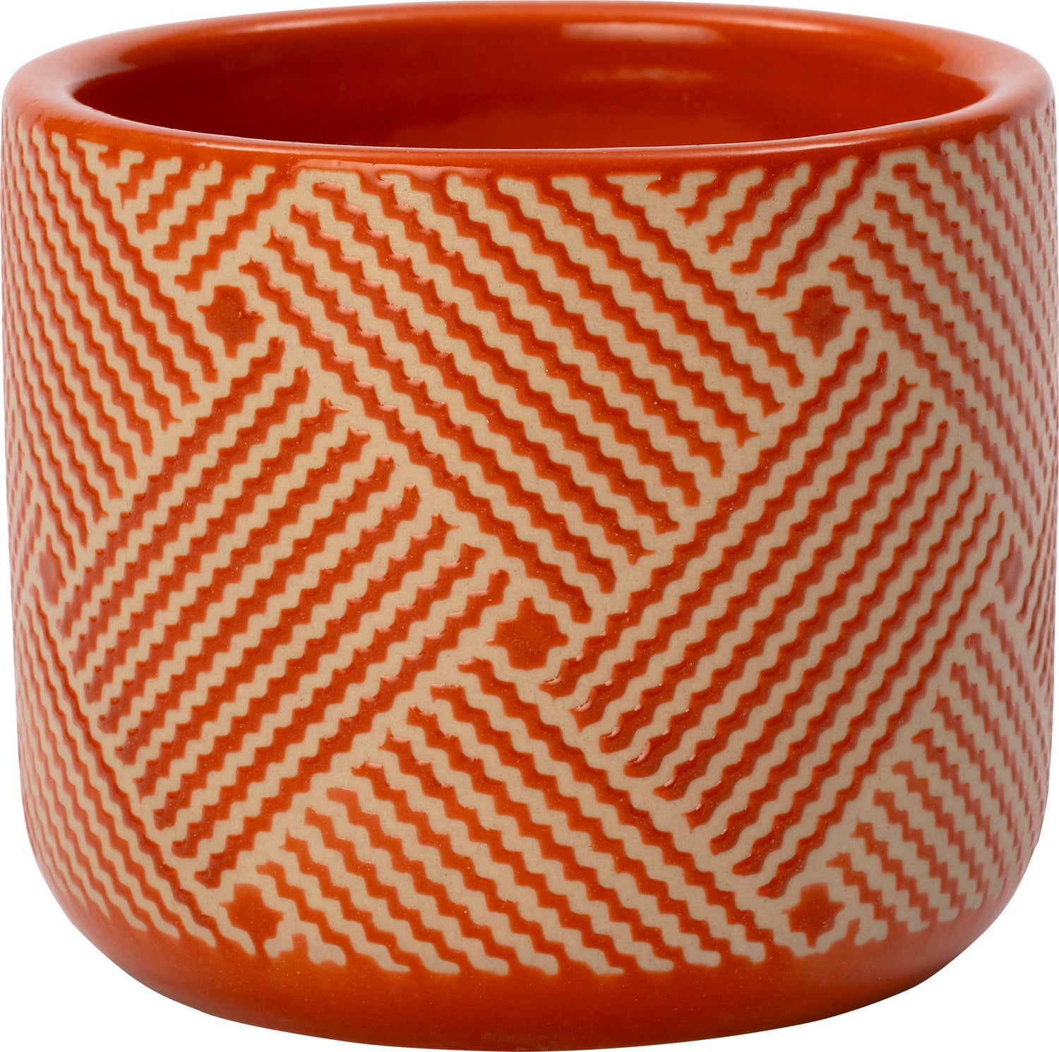 Intratuin bloempot Rory oranje / wit D 8 H 7 cm