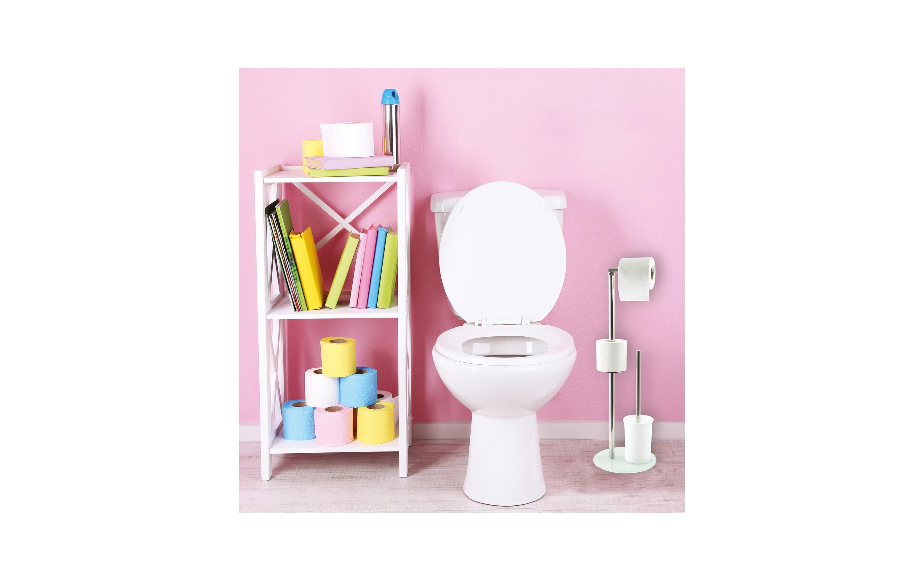Toilettengarnitur WeissWC-Garnitur mit Glasfuss