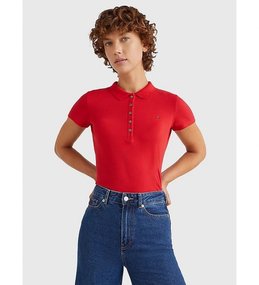 Polo Tommy Hilfiger Heritage de corte slim vermelho