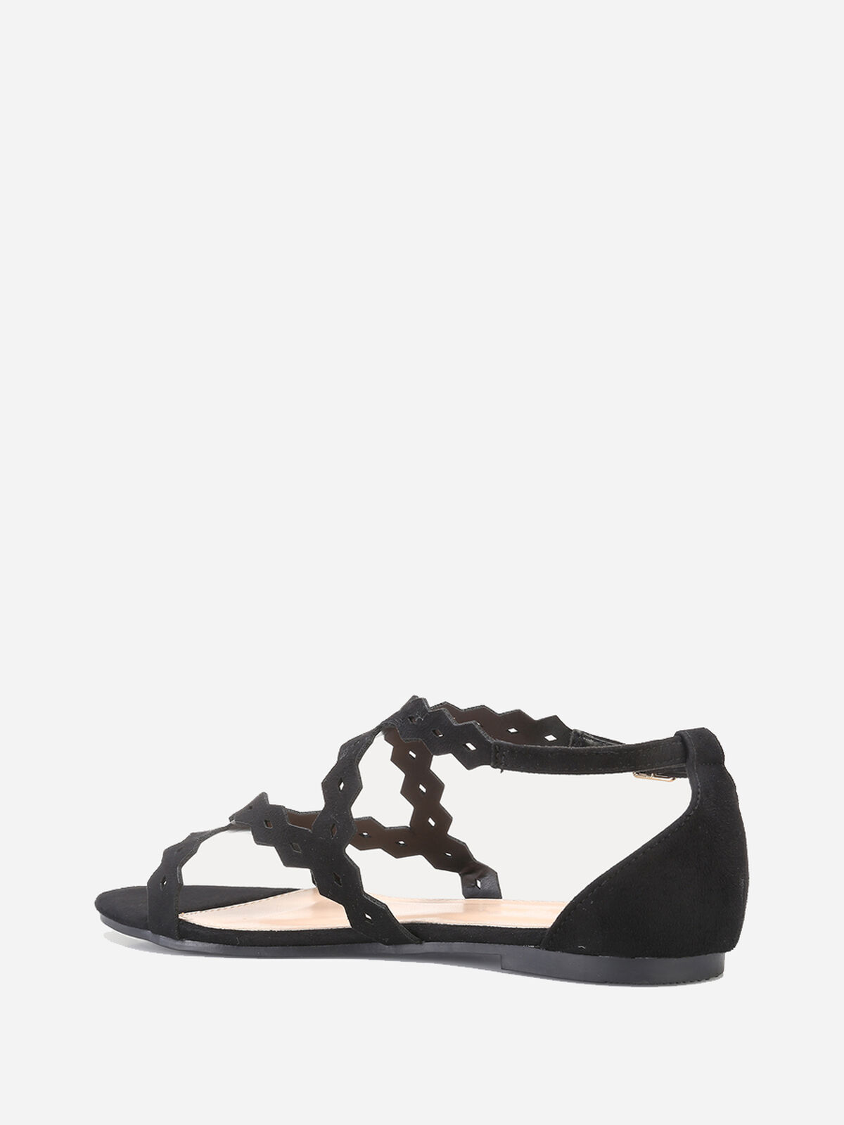 Sandales en suédine à brides croisées- Noir