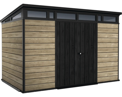 Keter Signature Ashwood Pent 11x7 tuinhuis inclusief vloer 342 x 218 cm antraciet/bruin