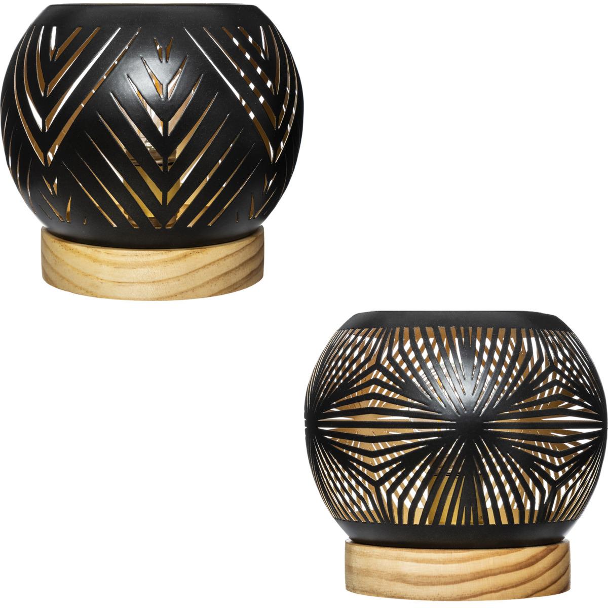 PHOTOPHORE BOULE LED BASE BOIS