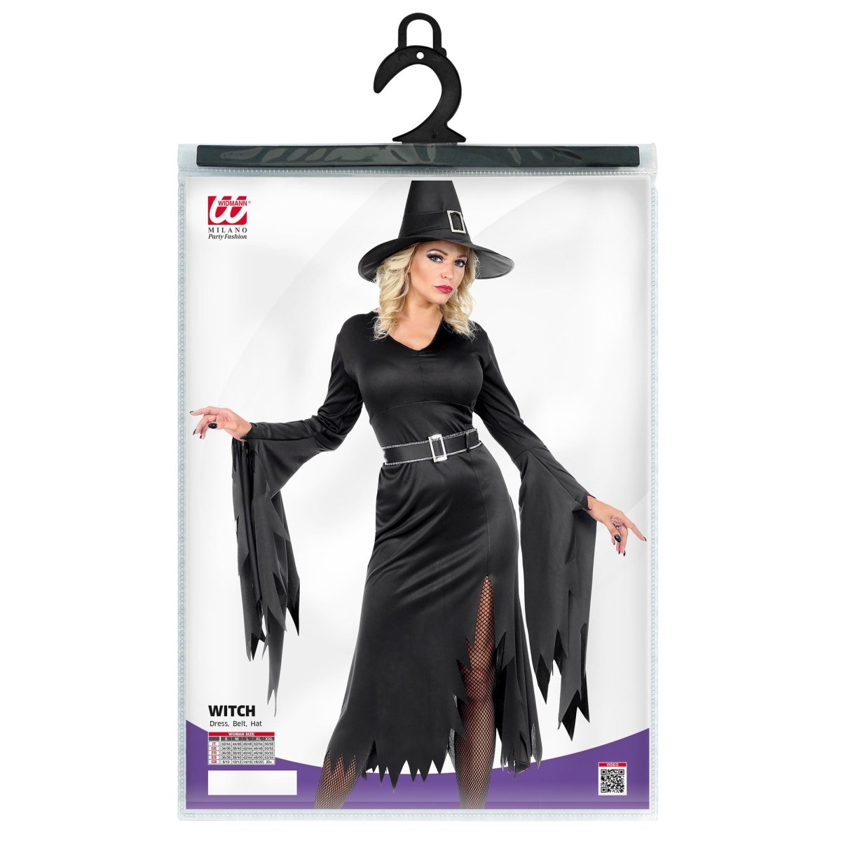 Halloween Jurk Zwart Dames Heks 3 delig