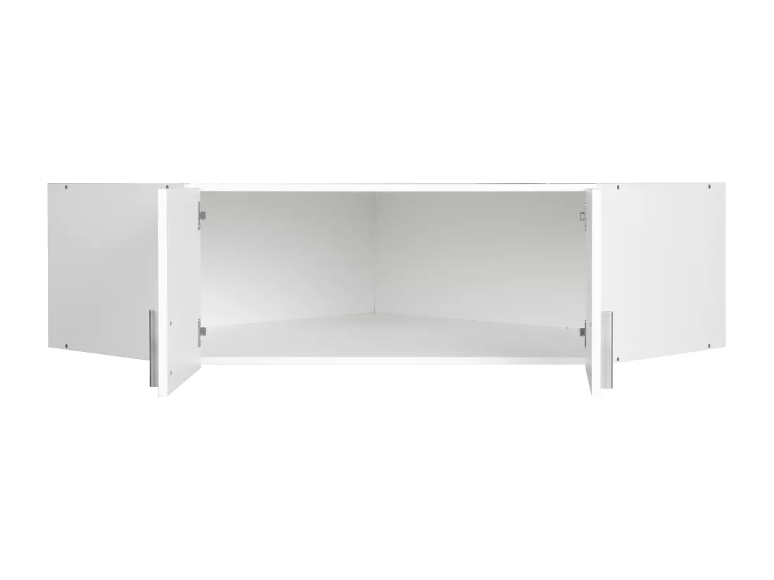 Armoire d'angle 2 portes - L117 cm - Blanc + Réhausse - BELOMY