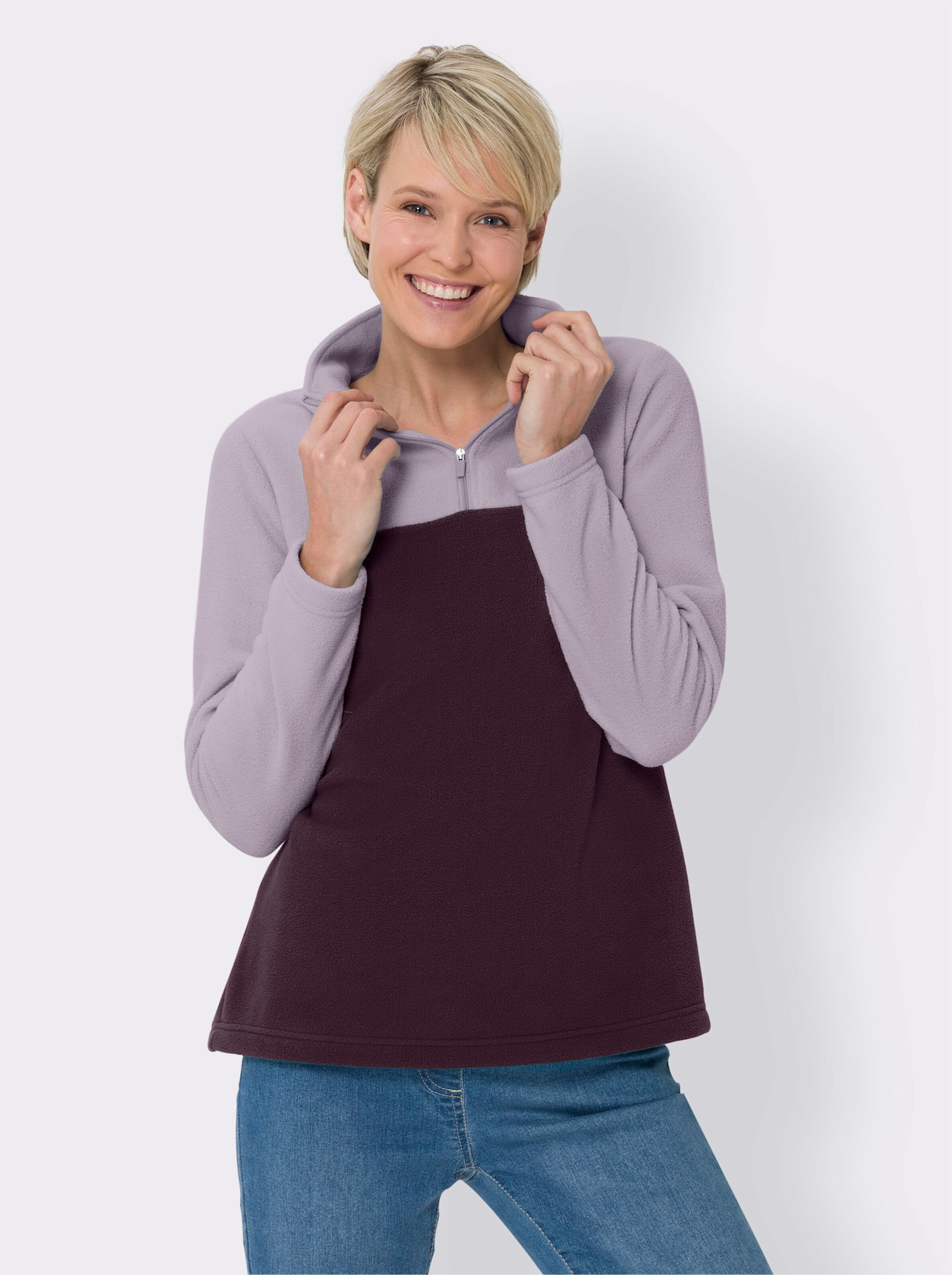 Fleeceshirt mit Stehkragen
