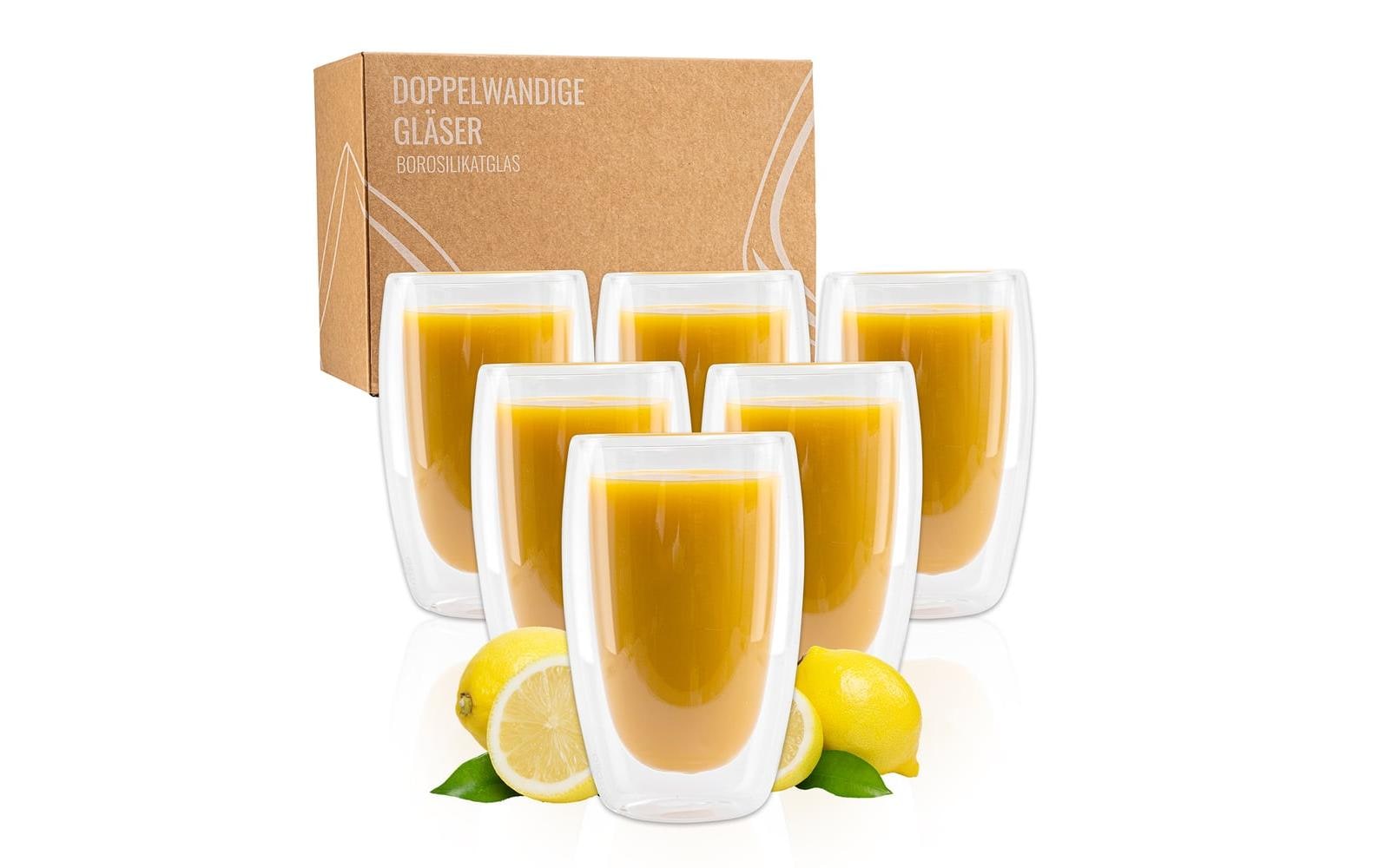 Latte Macchiato Gläser 330 ml, 1 Stück, TransparentDoppelwandiges Borosilikatgläser Set