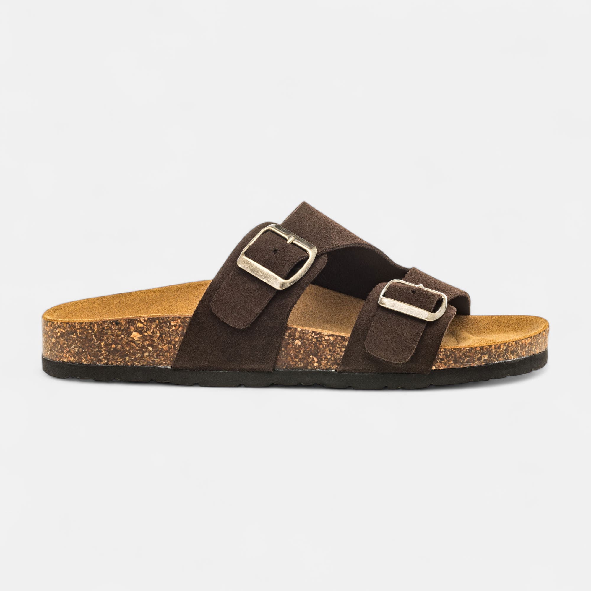 Mules semelle liège Femme en cuir marron