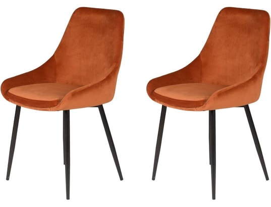 CONCEPT1 - Chaise Lot de 2 C. Bari cognac velours