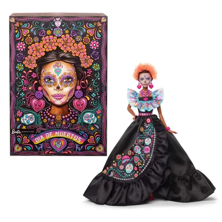 Barbie Signature Día De Muertos 2024 Sammelfigur-Puppe mit schwarzem Rüschenkleid