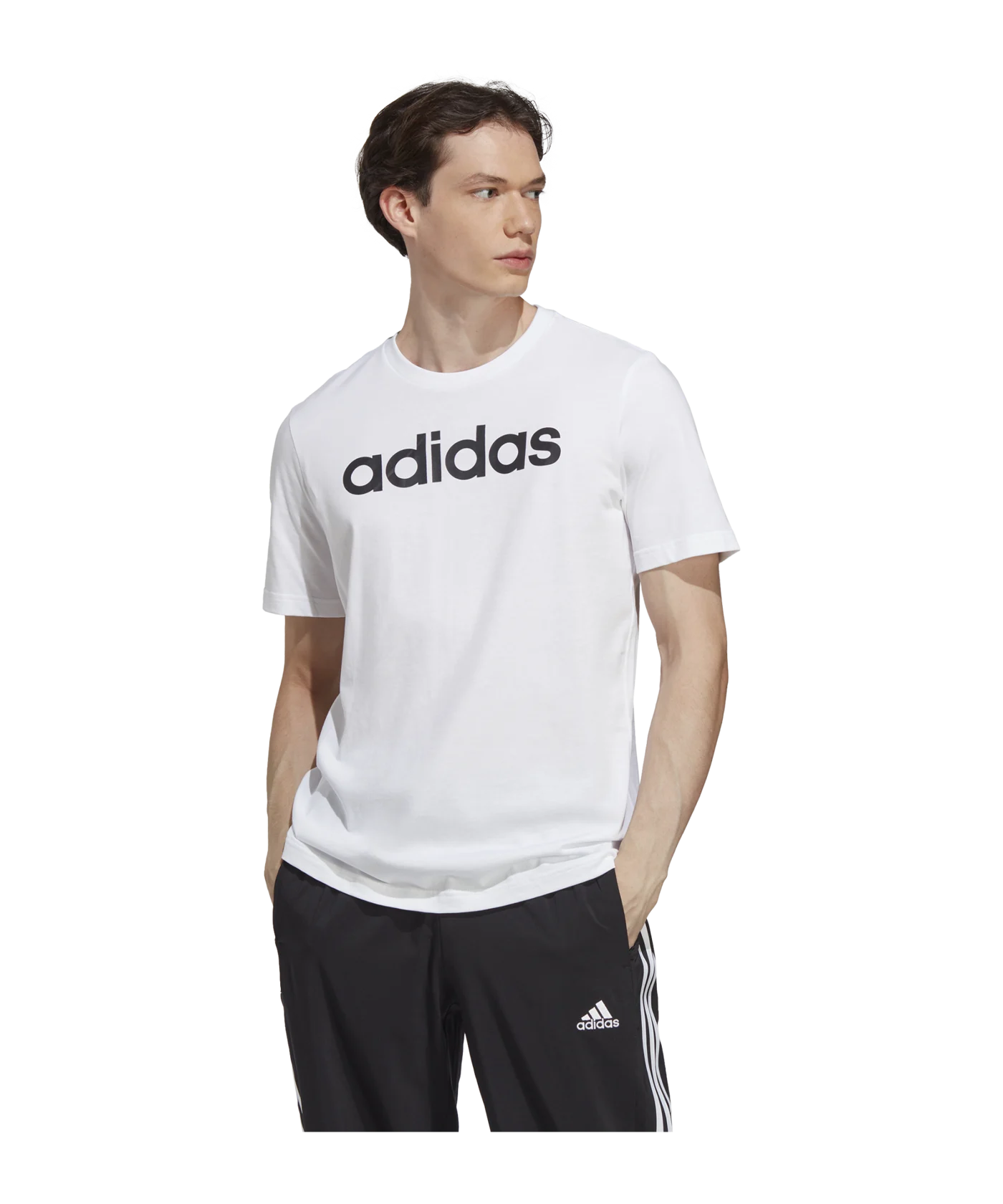 adidas Essentials Embroidered Logo T-Shirt Weiss