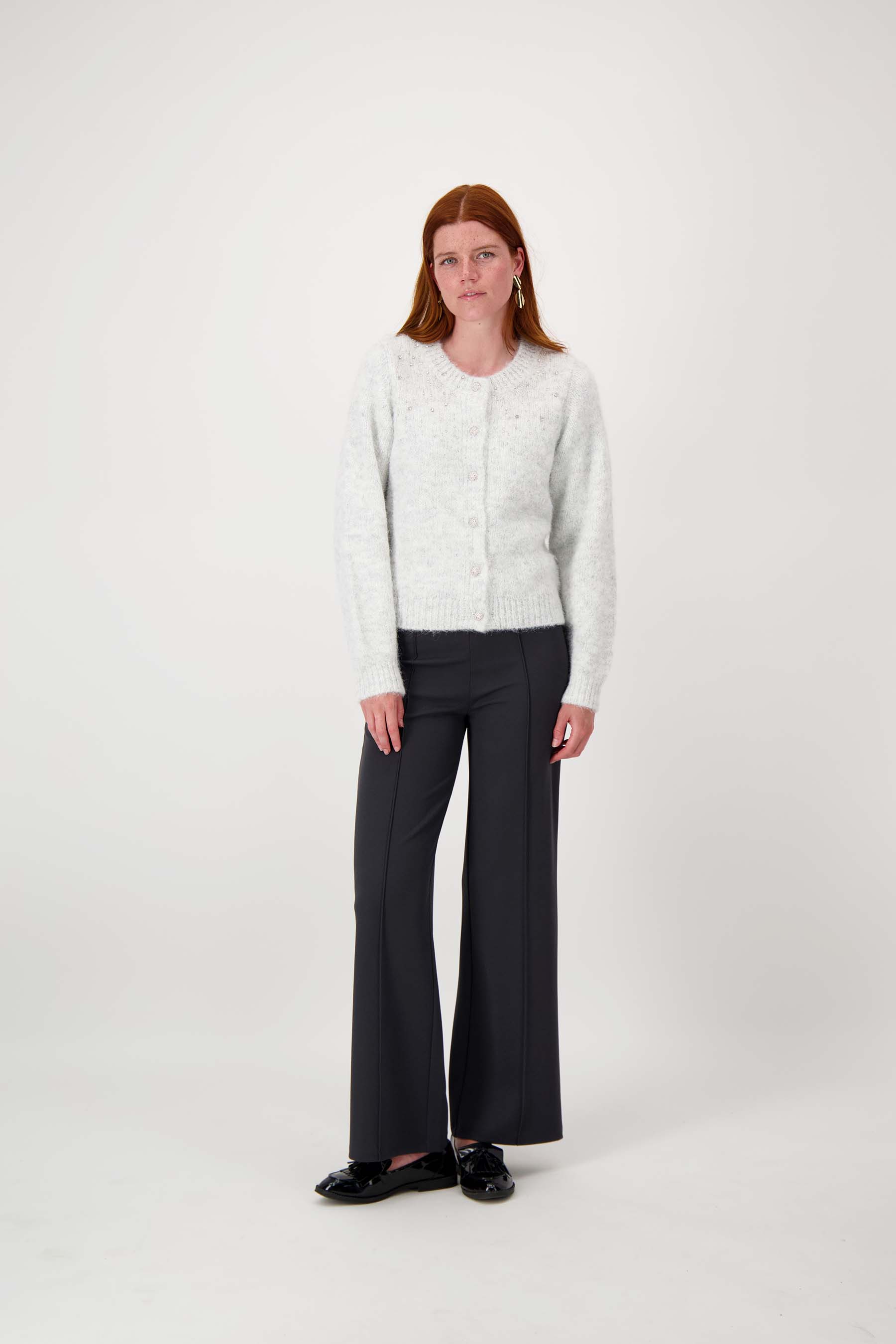 gebreid vest in bomberstyle met strass steentjes
