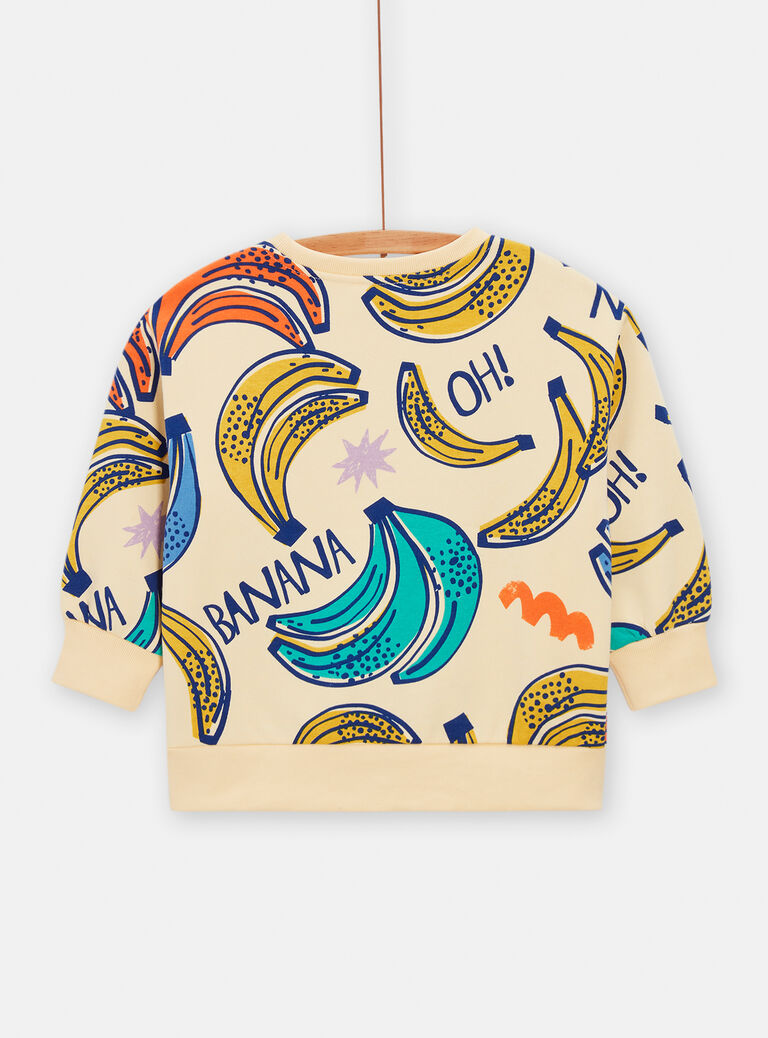 Sweat jaune imprimé banane mixte