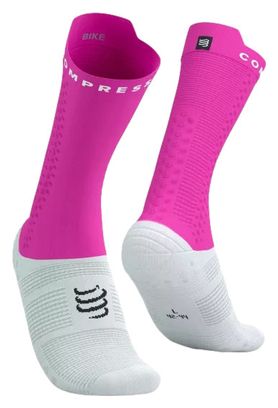 Chaussettes Compressport Pro Racing Socks v4.0 Bike Blanc/Rose