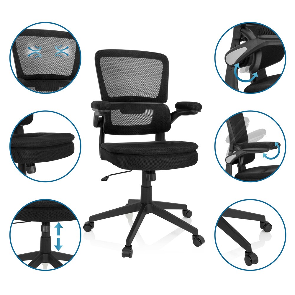 Home Office Bürostuhl RELAX HX 100 Stoff/Netzstoff mit abklappbaren Armlehnen MyBuero