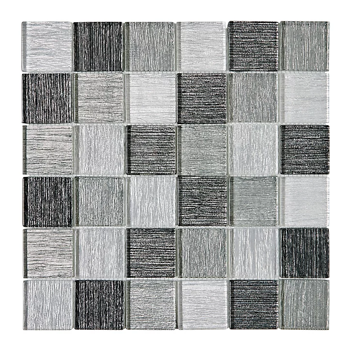 Mosaique verre Lino gris L. 30 x l. 30 cm Mat Inter