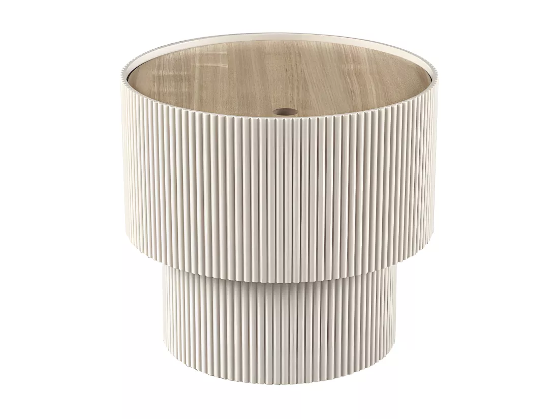 Sand I - Table d'appoint avec rangement en bois ø38,5cm - Beige