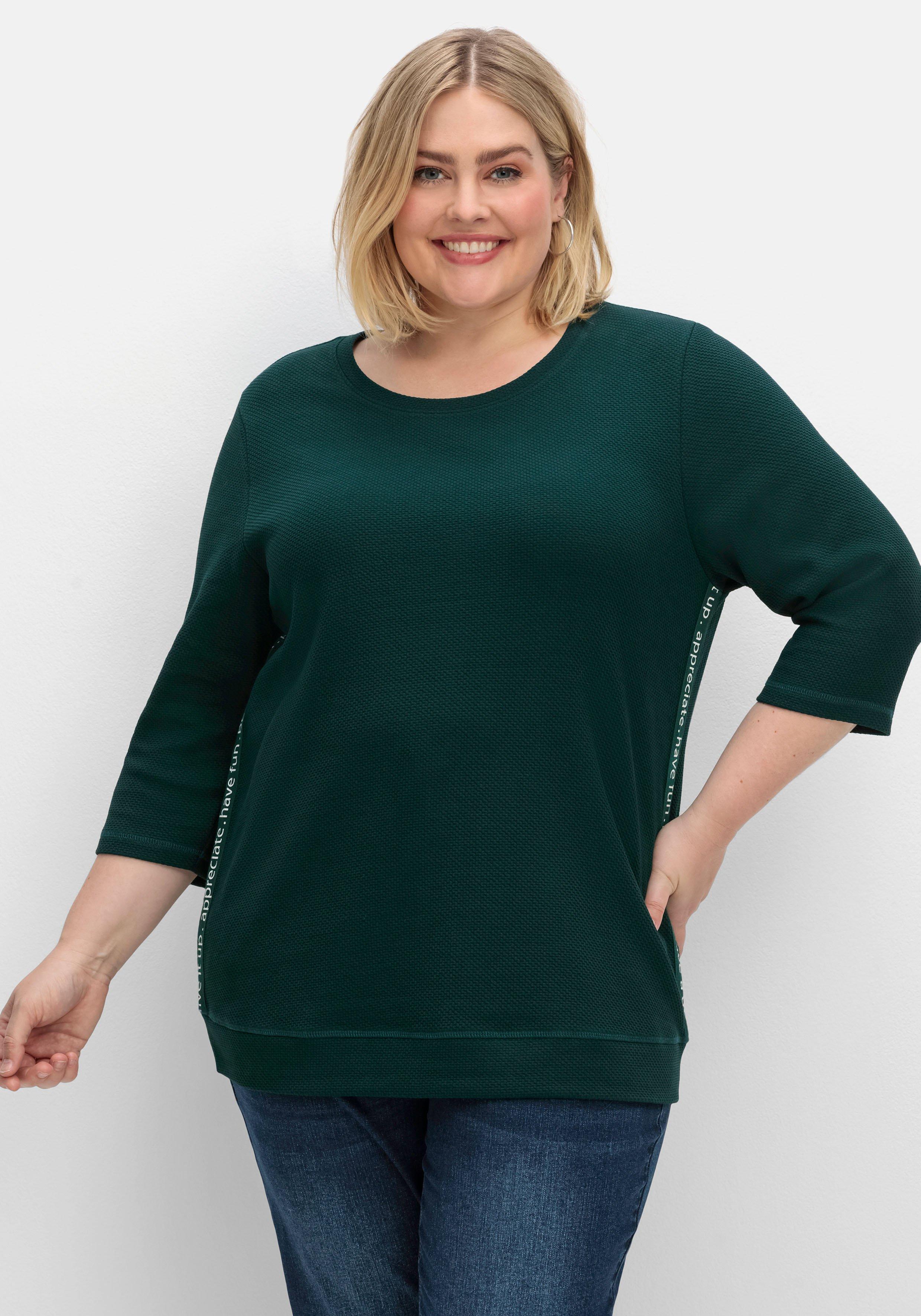 Sweatshirt aus Waffelpiqué, mit Zierband seitlich