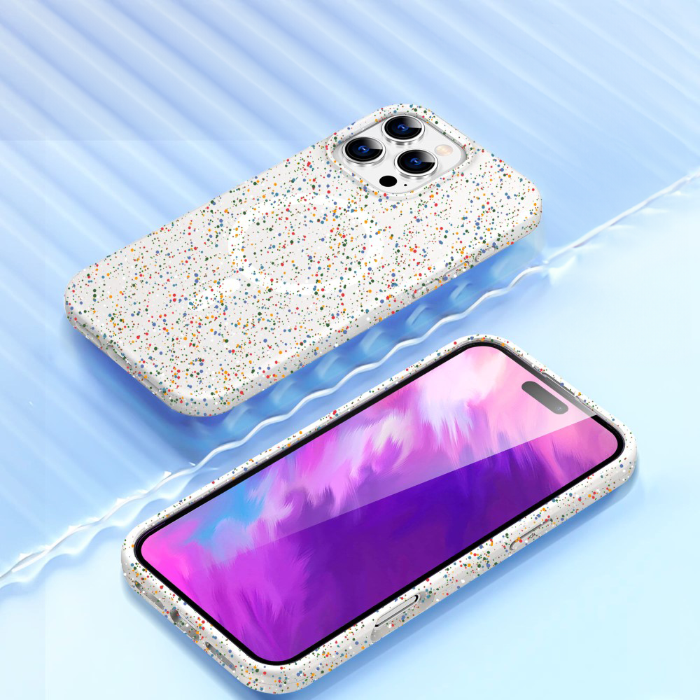 iPhone 16 Pro MagSafe Hardcase Hülle im Dot Desing - Weiss / Bunt