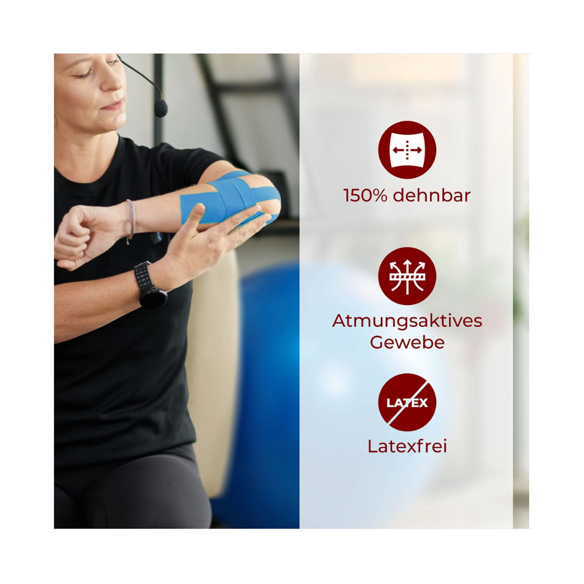 Effekt Manufaktur Kinesiologie Tape – 500 x 5 cm – in schwarz und blau
