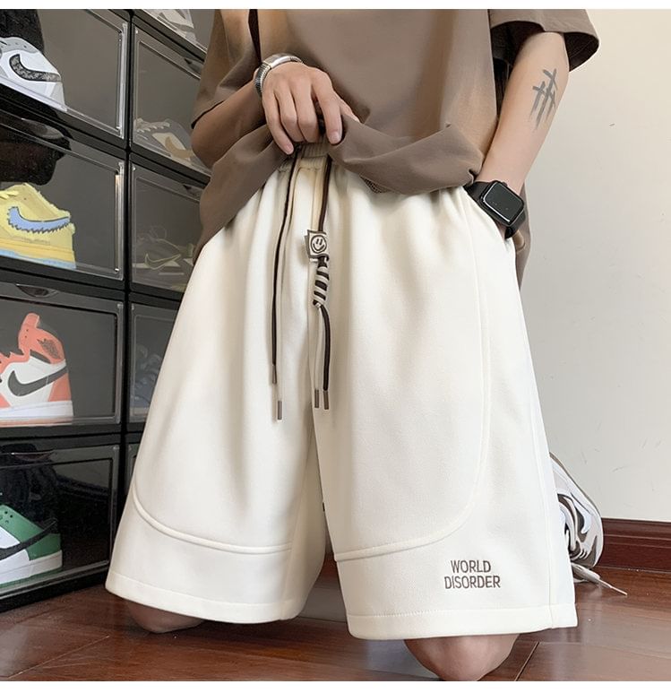 FOEV - Sweatshorts met trekkoord en letters