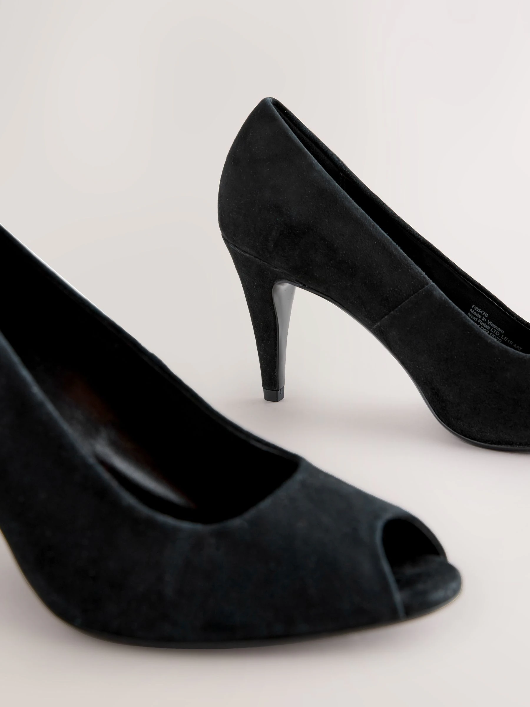 Zwart suède - Premium Leather Peep Toe Heels