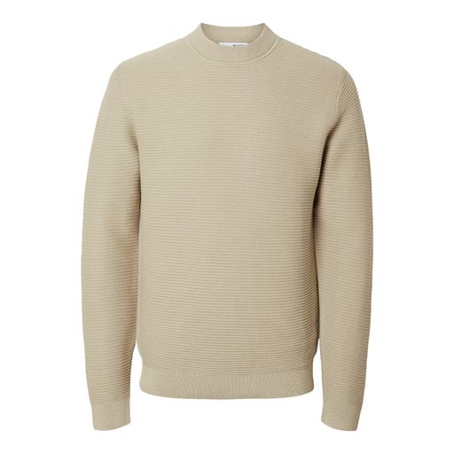 Selected Homme Tion Structure Mock Neck Striktrøje, Oatmeal, XXL