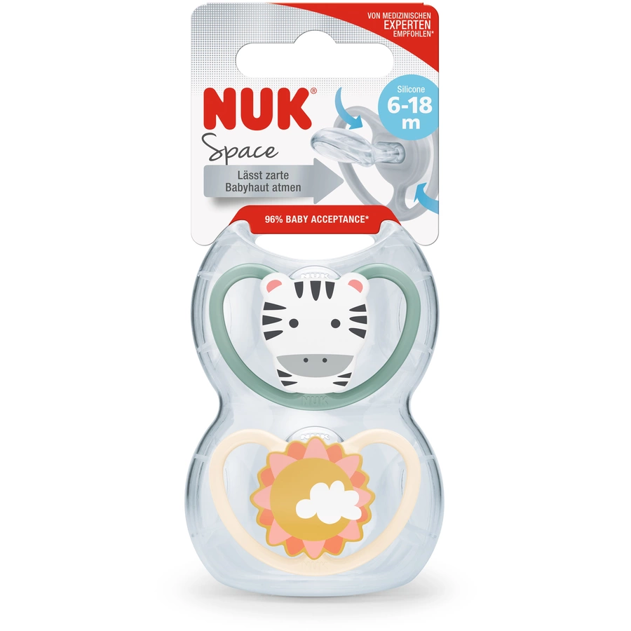 NUK Schnuller Space Silikon Gr. 2, ZebraSonne 4 Stück