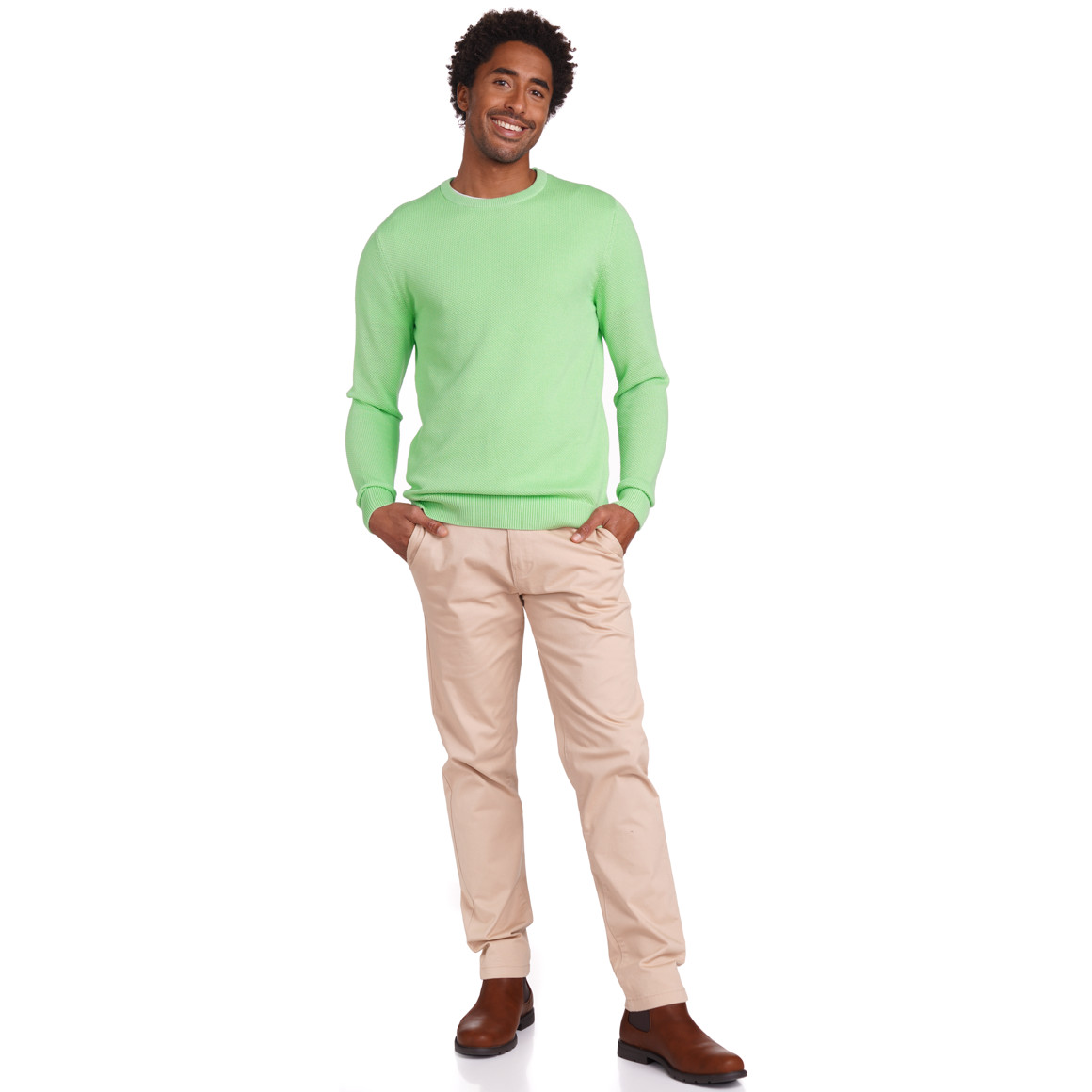 VanVaan Herren Strickpullover mit Struktur hellgrün
