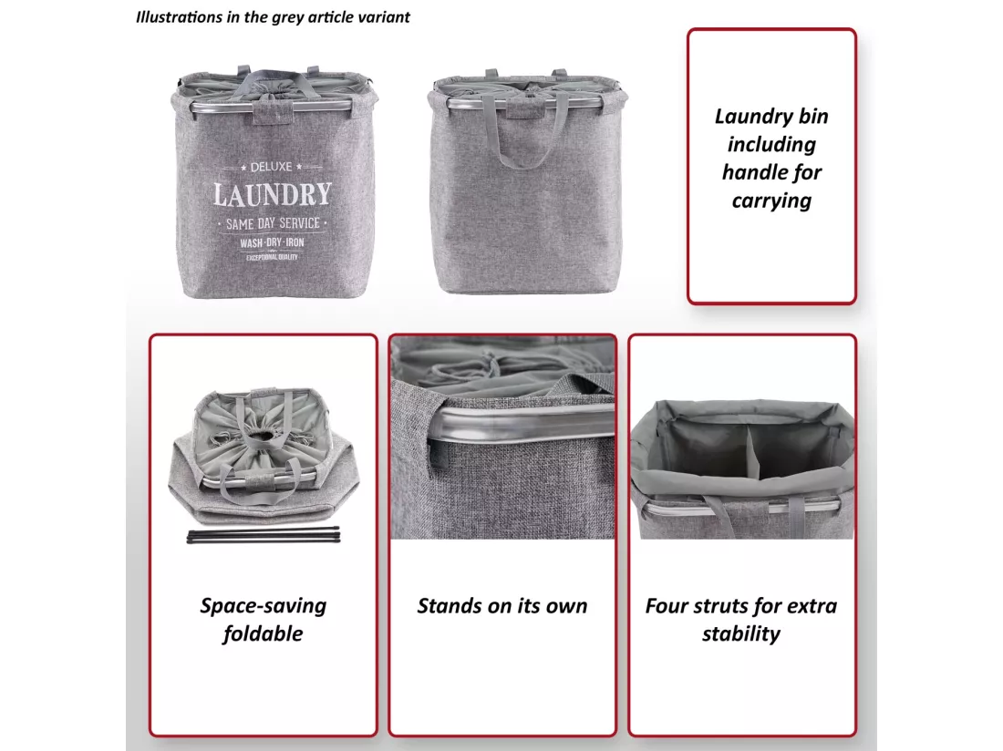 Collecteur de linge MCW-C34, velours gris