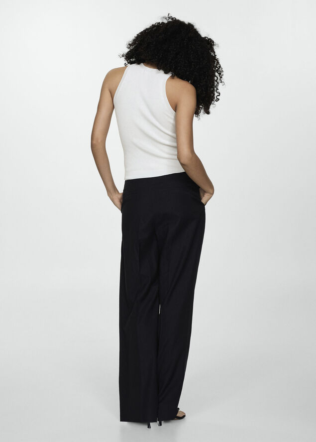 MANGO Ribbed knit top Light beige