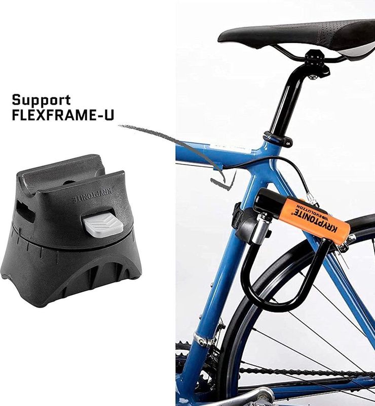 Kryptonite Evolution Mini-7 Beugelslot met Kabel – Fiets – ART-2 Slot – Beugelslot (Elektrische) Fiets – 17,8x8,3 cm - Kabel 120 cm lang – Oranje/Zwart