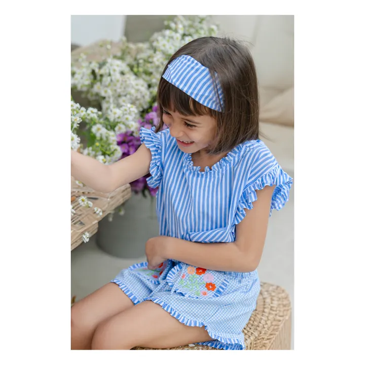 Kidsagogo Short Acacia Brodé Vichy | Bleu