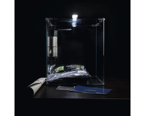 DENNERLE Nano Cube Compleet aquarium, 60 L, LED-verlichting Chihiros C 361 inclusief binnenfilter, afdekglas, veiligheidsmat, Scaper's Back achterwandfolie, beginnersbrochure, bodembedekking, grind en thermometer