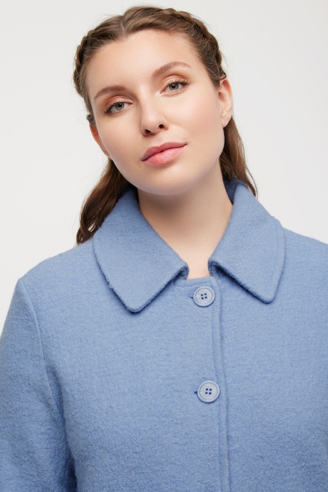 Wolljacke, Straight Fit, Hemdkragen, Langarm