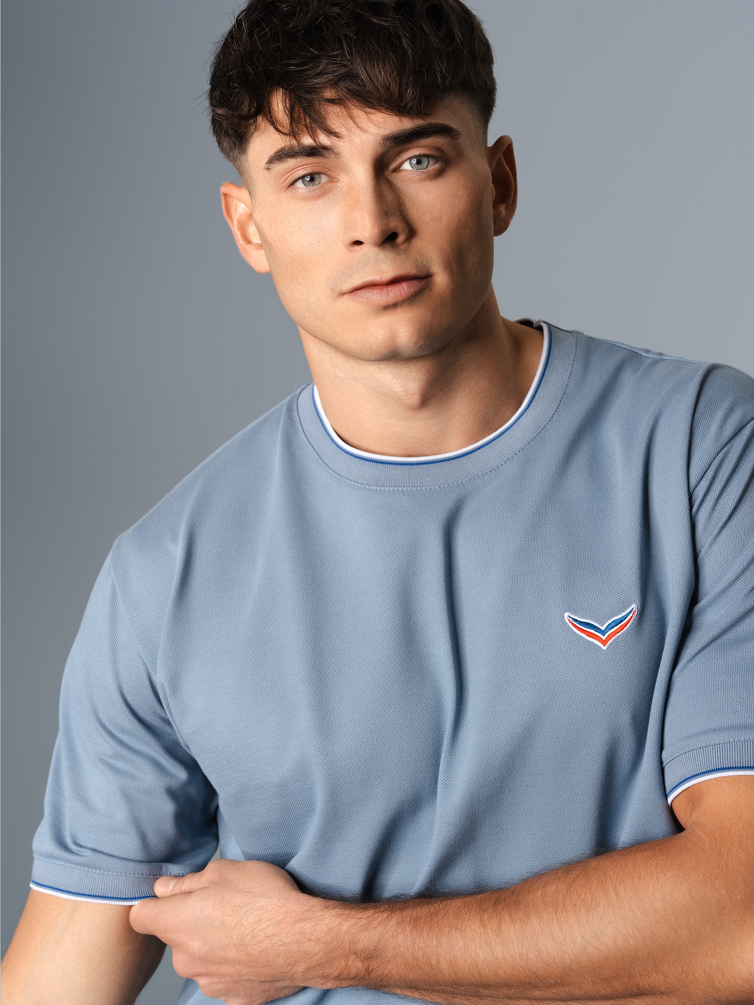 T-Shirt in Piqué-Qualität Pearl-blue