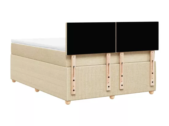 Sommier à lattes de lit avec matelas Crème 160x200 cm Tissu