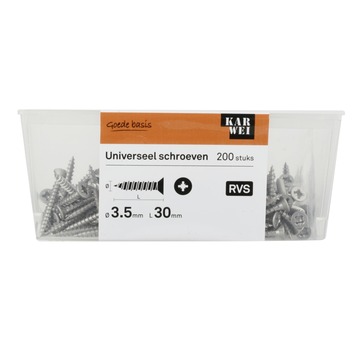 KARWEI unischroef platkop rvs 3,5x30 mm (200 stuks)
