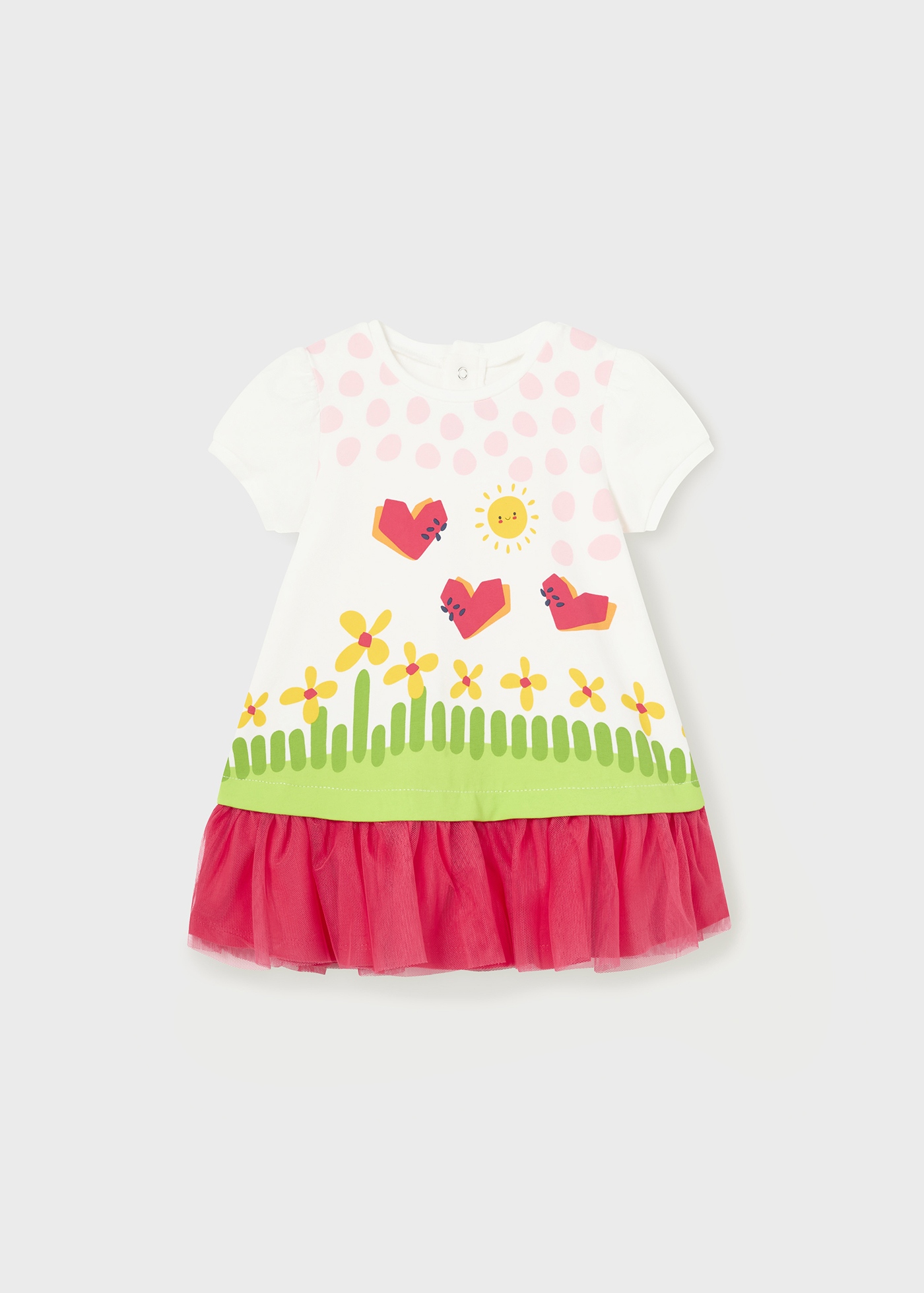 Vestido de bebê com babado de tule