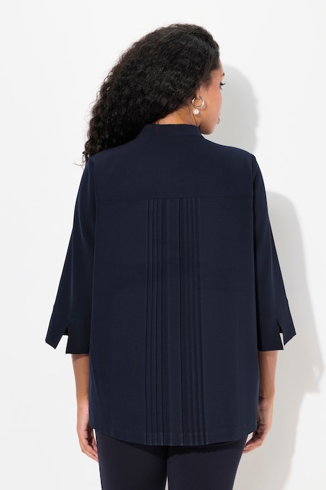 Bluse, Plissee-Einsätze, Stehkragen, 3/4-Arm