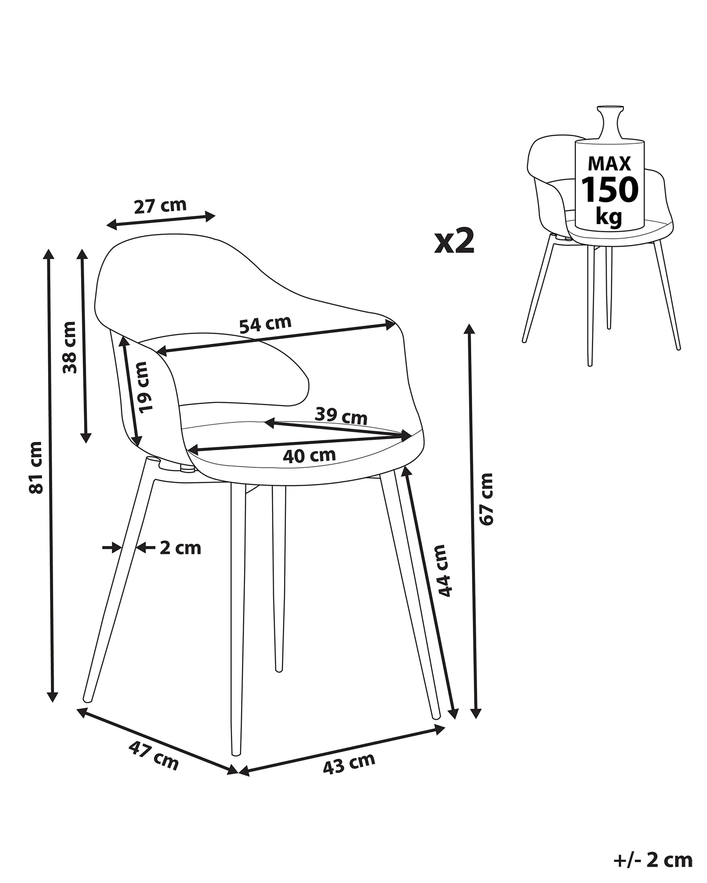 Set van 2 eetkamerstoelen UTICA Zwart
