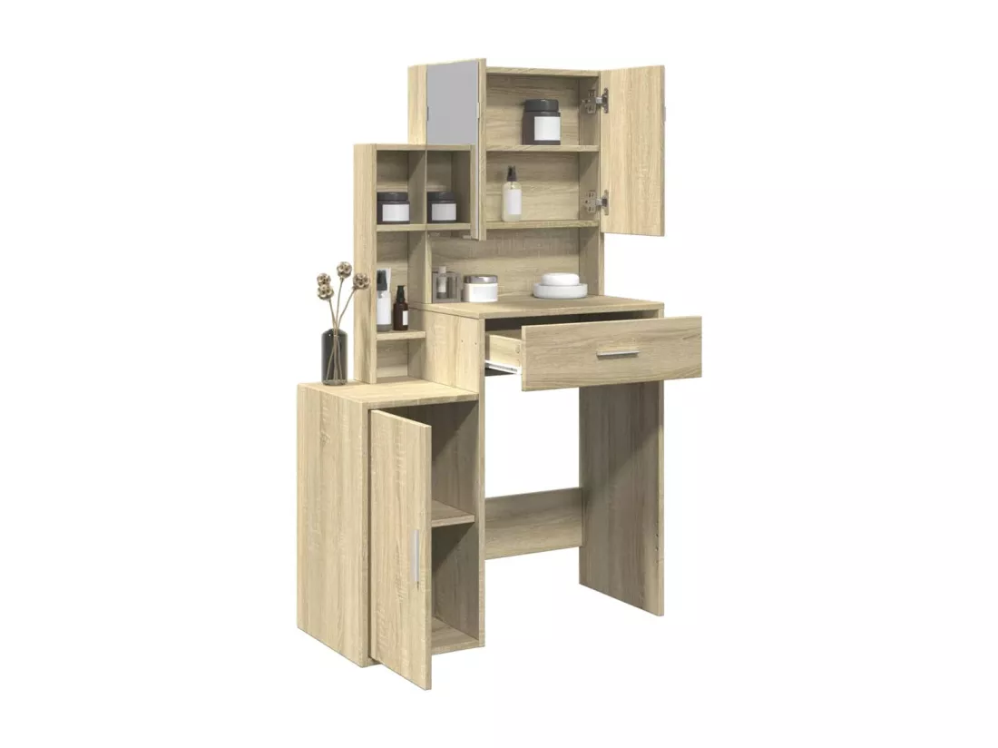 Coiffeuse avec armoire chêne sonoma 80x35x132 cm