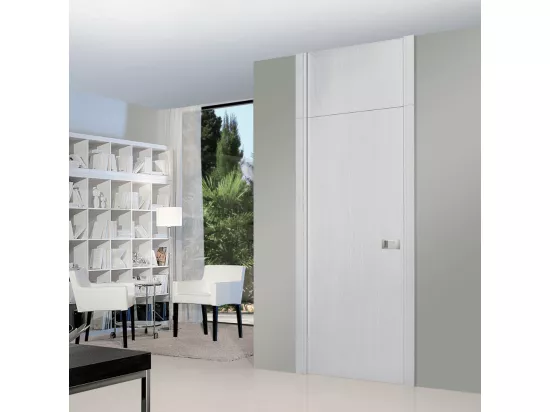 Bloc-porte Miro avec poignée Exclusive grise, H.204 x l.73 cm, aspect chêne blanc
