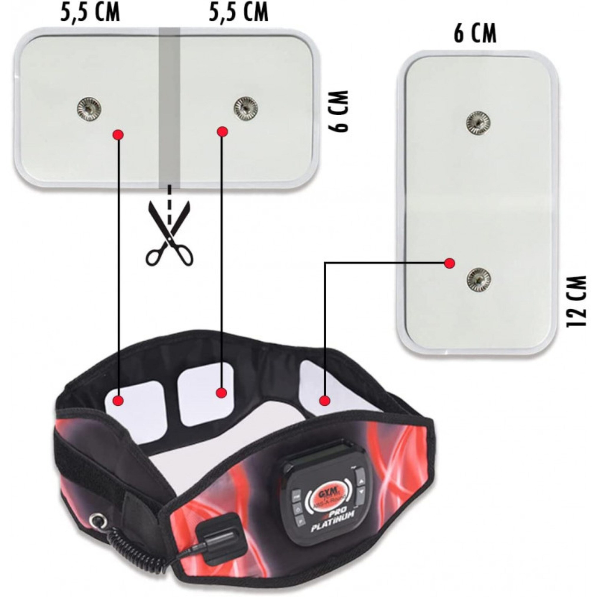 Gymform® Ersatzpads - Pads für EMS Bauchmuskeltrainer, Gürtel Total Abs Platinum