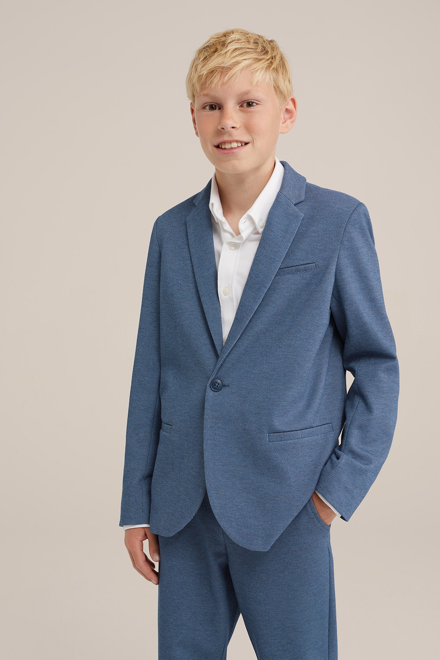 Jongens slim fit blazer met stretch WE Fashion Blauw