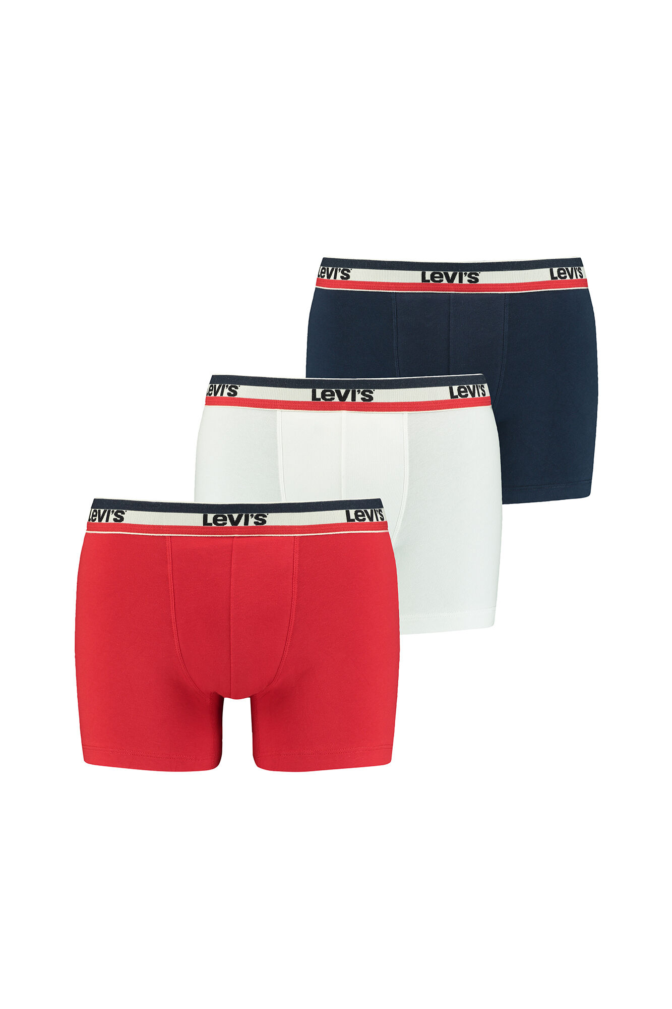 Conjunto de 3 Cuecas Boxer Levi's® com Logo Esportivo - Brancas