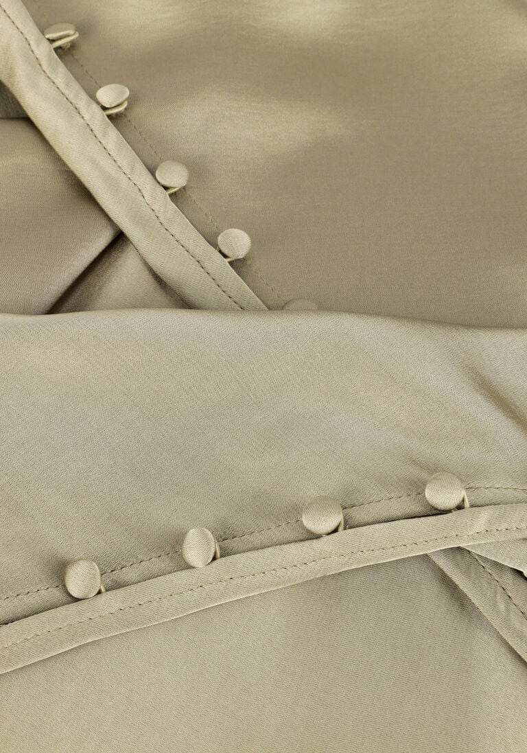 khaki dante6 blouses rocco satin button detail top