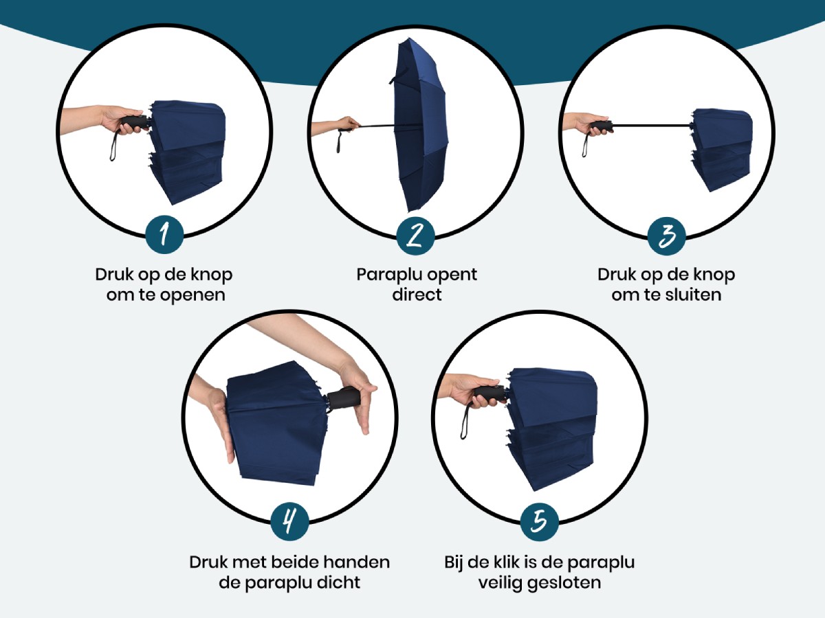 Sunflake opvouwbare stormparaplu - Blue